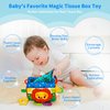 Jbery Baby Tissue Box Toy - Baby Toys 6-12 Months Montessori Toys for 6 Month Old Toys with Textured Tails, Baby Cloth Tissues Toy, Crinkle, Squeaky Sounds, Mirror
