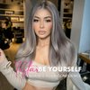 testar 13×6 HD Lace Front Wig Long Gray Wigs for Women 22 Inch Silver Ombre Wig Straight Natural Layered Hair Glueless Wig Synthetic Lace Front Wigs Middle Part Halloween/Party/Daily Use (Hand Tied)