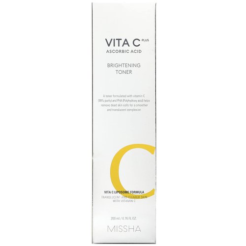 MISSHA Vita C Plus Facial Toner with high adherence 25% Vitamin C liposome formula 200ml