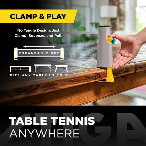 STIGA Retractable Take Anywhere Table Tennis Set Includes Net, Two Paddles, Three Balls, and Storage Bag