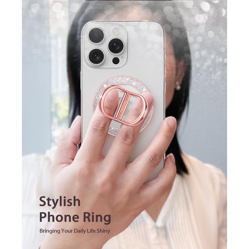 Dremmiwin for Magsafe Phone Grip Double Magnetic Ring Holder, Transparent 360 Degree Rotation Cell Phone Ring Holder Magnetic Finger Kickstand for iPhone 16 15 14 13 12 Pro Max Plus