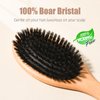 SunHer Boar Bristle Hair Brush - 100% Soft Natural Bristle Brush for Women Men Restore Shine and Fine - Wooden Comb Set for Short Thin Curly Dry Hair