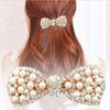 BeeSpring 1Pcs Korean Style Crystal Rhinestone Hair Barrettes Butterfly Pearls Hair Clips Pins for Women Girls (Gold)