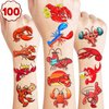 Crawfish Temporary Tattoos Lobster Party Decorations Favors Supplies Seafood Themed Cute Stickers 10 Sheets 100 PCS Gifts for Baby Girls Boys Class School Carnival