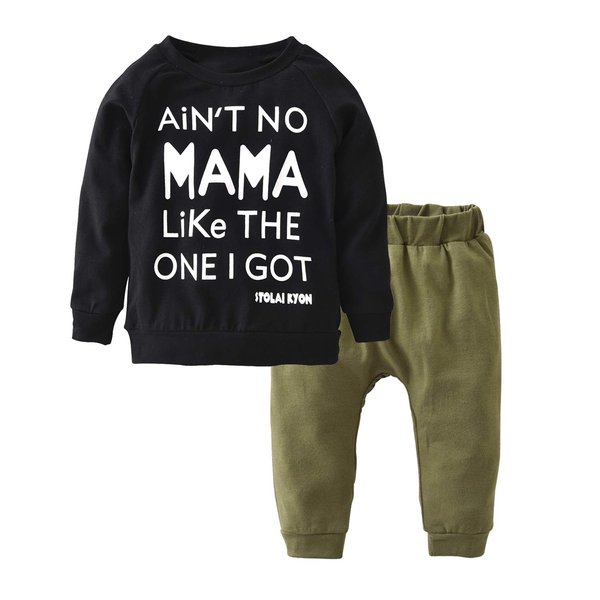 Eghunooy Toddler Baby Boy Letters Printed Tops Pants Leggings Outfits Clothes Set (18-24 Months)