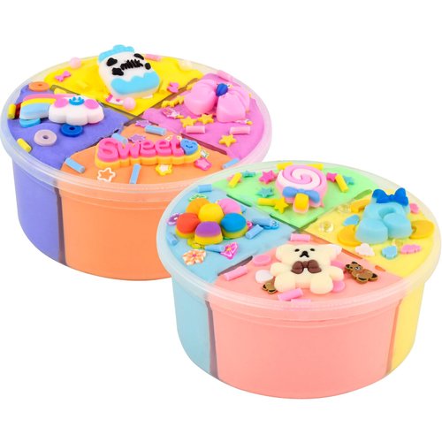 Butter Slime Kit 2 Pack, Christmas Colorful Slimes with Cute Charms, Soft and Non-Sticky, Scented DIY Slime, Stress Relief Toy Party Favors Birthday Gifts for Girls and Boys 6 7 8 9 10 11 12