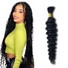 Niviorvan 14 Inch 1 Bundle 50 g Human Braiding Hair Deep Wave Bulk Human Hair for Braiding No Weft Curly Human Hair Extensions for Boho Braids Wet and Wavy Human Hair Braiding Hair
