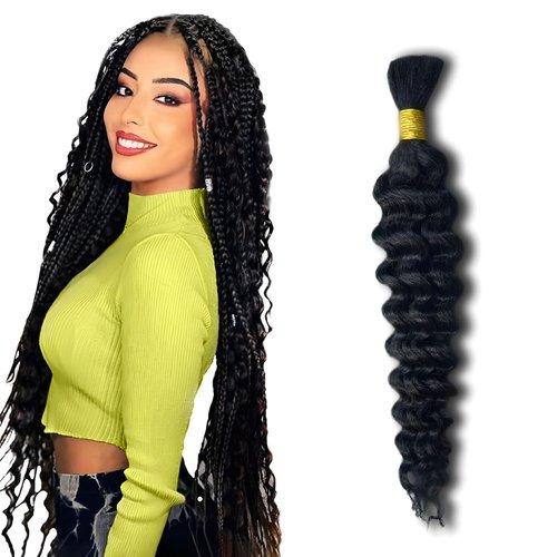 Niviorvan 14 Inch 1 Bundle 50 g Human Braiding Hair Deep Wave Bulk Human Hair for Braiding No Weft Curly Human Hair Extensions for Boho Braids Wet and Wavy Human Hair Braiding Hair