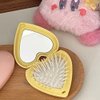 Pink Heart Hair Comb With Mirror Hair Brush Mini Curly Comb Air Cushion Comb Folding Airbag Comb Women Girl Cute Mini Massage Comb Mini Brush Hair Brushes Styling Tools and Appliances