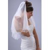 Bridal Wedding White Veil 2 Tiers Elbow Length Scallop Edge With Seed Beads