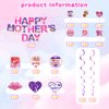 37 Pieces Floral Mother’s Day Party Decoration Supplies Set, 1 HAPPY Mother’s Day Banner, 12 Hanging Swirls, 24 Cupcake Toppers for Mother’s Birthday Party Decorations Favors