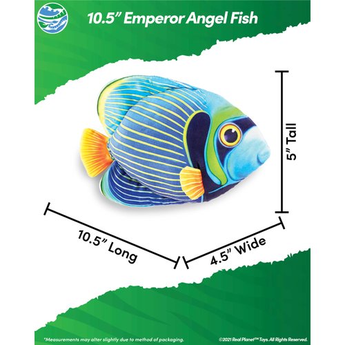 Real Planet Sea Life Plush - Soft Stuffed Animal Gift for Kids All Ages, Sea Ocean Fishing Plushie, Christmas Birthday Gifts (Emperor Angel Fish, 10.5")