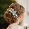 Wedding Hair Combs, Crystal Flwoer Hair Clips Bride Bridesmaid Hair Sides Comb Rhinestone Barrettes, Pearl Flower Hair Pins Hair Accessories for Women Girls (Green)