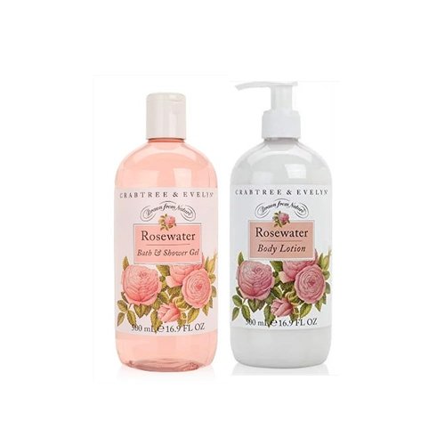 Generic Crabtree and Evelyn, Set of Drawn from Nature Rosewater Bath & Shower Gel and Body Lotion (each 16.9 fl oz)