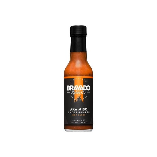 Aka Miso Ghost Reaper Hot Sauce By Bravado Spice FEATURED ON HOT ONES Gluten Free, Vegan, Low Carb, Paleo Hot Sauce All Natural 5 oz Hot Sauce Bottle Award Winning Gourmet Hot Sauce