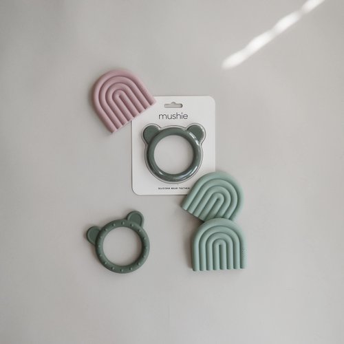 mushie Silicone Baby Teether Toy | Rainbow (Cambridge Blue)