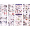 8sheets 4th of July Nail Art Stickers 3D Self-Adhesive American Flag Patriotic Independence Day Nail Decals USA Flags Butterfly Heart Star Nail Design I Love America for Memorial Day DIY Manicure