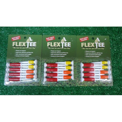 Flex Tee Golf Tees, 3-Pack Special, 24-tees, Red, Yellow, Org. New