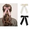 3pcs Ribbon bow Hair Clips Hair Accessories for girls and women in fashion style French barrette with Silky Satin (pink,white,black) for Thick or Thin hair
