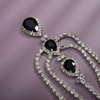 Rumtock Black Teardrop Rhinestones Headchain Crystal Beads Dangle Forehead Chain for Women Girls Wedding Brides