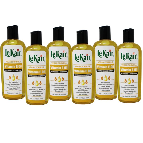 Le Kair Vitamin E Oil Hair & Body Oil - Vegan Formula 3.4 Ounce - 6 Pack