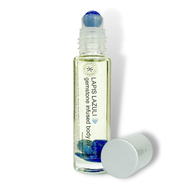 Honeybee Gardens Crystal Infused Body Oil ROLLERBALL - Lapis Lazuli, 0.34 fl oz.