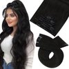 Moresoo Clip in Hair Extensions Human Hair Black 24inch Double Weft Human Hair Clip in Extensions Natural Black Remy Hair Extensions Clip in Human Hair Full Head 7pcs 120grams