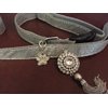 Silver designer dog collar. 13"-17", 58" leash