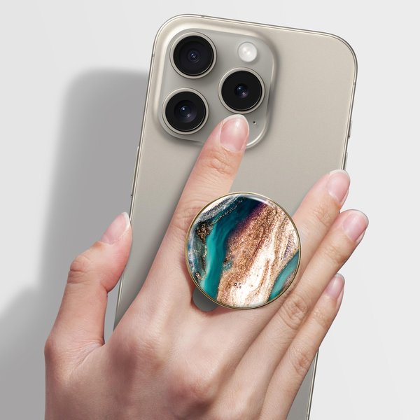 GVIEWIN Marble Glitter Phone Grip with Foldable Kickstand, Soft Plastic Cell Phone Grip Stand Holder for iPhone 16 Pro Max/Plus/15/14/13/12 & Galaxy S24/S23 Ultra and Other Phones(Drift Sand/Brown)