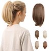 JUVABUN 10" Straight Claw Clip In Ponytail Hair Extensions - Light Brown| Synthetic Ponytail Extension | Hair Extensions for Women & Men | Washable, Realistic And Synthetic |Light Brown