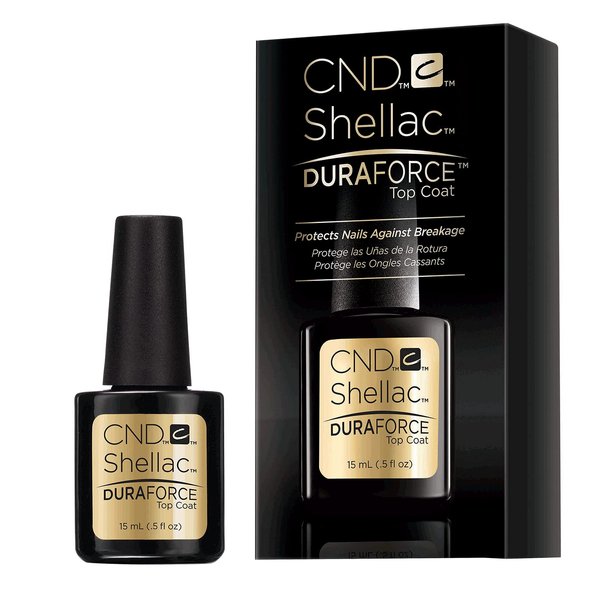 CND Shellac DURAFORCE Gel Nail Polish Top Coat, Last Step Mirror Shine Adhesive Longwear Layer for Thin Damaged Nails, 0.50 fl oz