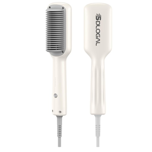 sdlogal Hair Straightener Brush – Hair Straightening Iron with Built-in Comb, 20s Fast Heating & 5 Temp Settings & Anti-Scald, Perfect for Professional Salon at Home(Beige)