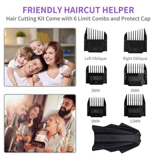 Ceenwes Professional Hair Clippers Cordless Hair Trimmer Low Noise Hair Cutting Kit Beard Trimmer IPX7 Waterproof Body Hair Removal Machine with LED Display Hairdressing Cape and Travel Bag