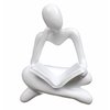 AMAHPSPE Thinker Statue Reading Women Figurine Abstract Art Sculpture Home Decor Modern White Decor Accents White Thinker Figurines for Living Room Shelves Bookshelf Office Shelf Desktop Decor