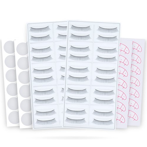 20 Pairs Practice Lashes for Eyelash Extensions Supplies Training Lashes Strips Beginner Practice Eyelash Strip Kit Self Adhesive Natural Lash Extensions Supplies for Mannequin Head by SRCKFIZ
