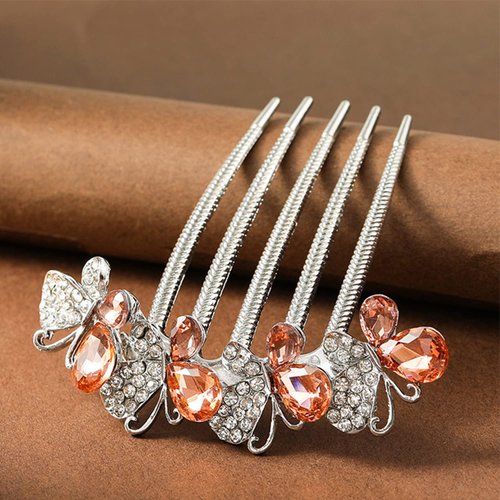 Xerling Rhinestone Hair Comb Wedding Hair Accessories for Brides Butterfly Crystal Hair Side Comb Bridal Hair Piece Decorative Wedding Hair Jewelry (Champagne B)