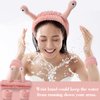 SuPoo 3pcs Snail Face Wash Headband and Wristband Set Pink Funny Makeup Headband Puffy Skincare Spa Head Bands Cute Wrist Towels Hair Band for Washing Face Hair Wrap Hair Accessory