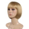 SYXLCYGG Bob Wig Short Blonde Wigs Flame Retardant 10" Straight Womens Synthetic Hair Wig With Bangs Girl Cosplay Party White Women Daily(Free Wig Cap)