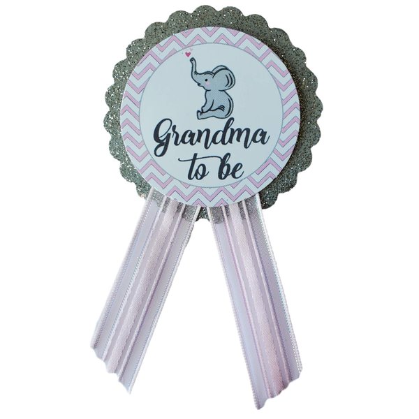 Grandma to Be Pin Elephant Baby Shower Pin for nona to wear, Pink & Gray, It's a Girl Baby Sprinkle
