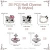 25PCS Hello kitty Nail Charms with Diamond Design, Kawaii Silver Bling Nail Charms with Hello Kitty and Planet Nail Charms, 3D Cute Metal Rhinestone Crystals Making for DIY Nail Art Decorations Supplies