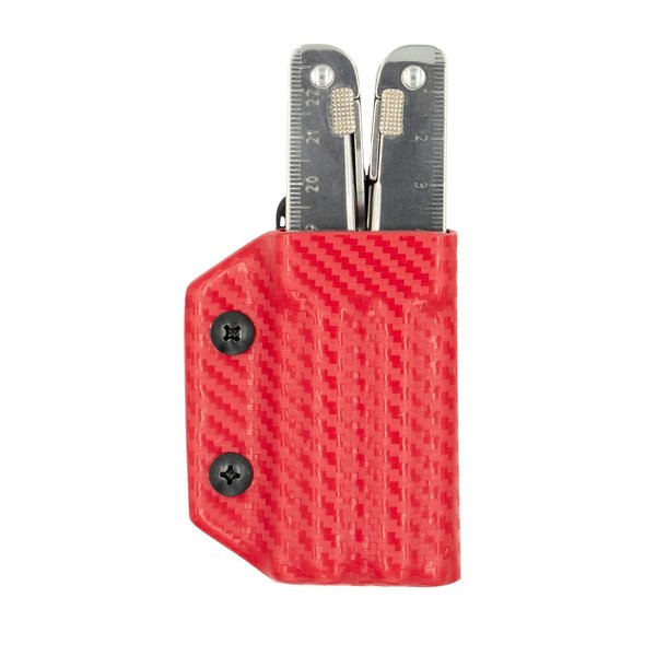 Clip & Carry Kydex Multitool Sheath for Victorinox SWISSTOOL - Made in USA (Multi-tool not included) Multi Tool Holder Holster (Carbon Fiber Red)