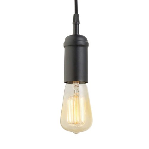 Globe Electric 64906 1-Light Pendant, Matte Black, Black Woven Fabric Cord, E26 Base Socket, Kitchen Island, Café, Decorative, Ceiling Hanging Light Fixture, Modern, Vintage, Bulb Not Included