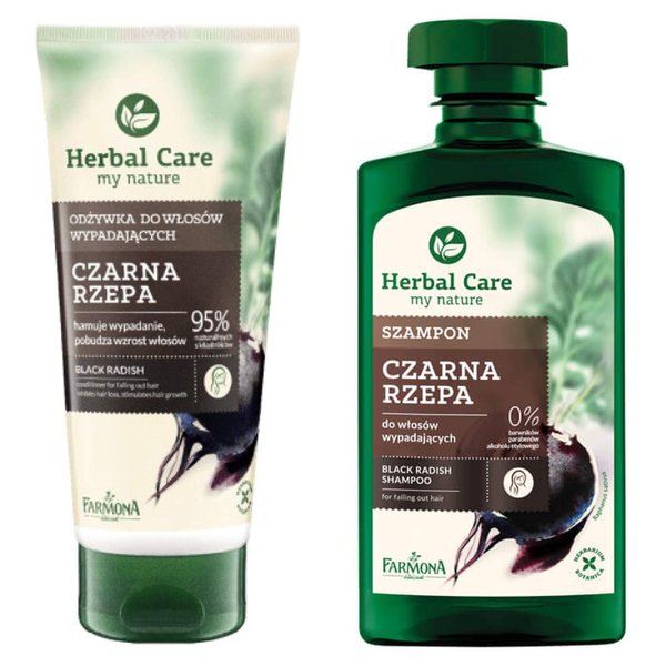 FARMONA Herbal Care: BLACK RADISH Shampoo (330 ml) & BLACK RADISH conditioner (200 ml) - for falling out hair. Product from Poland.