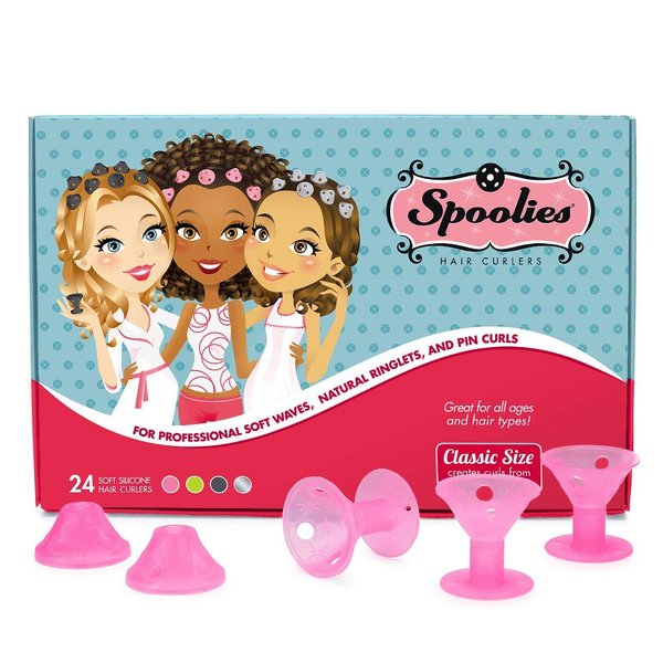 Spoolies® Original Heatless Hair Curlers (Medium, Playful Pink)