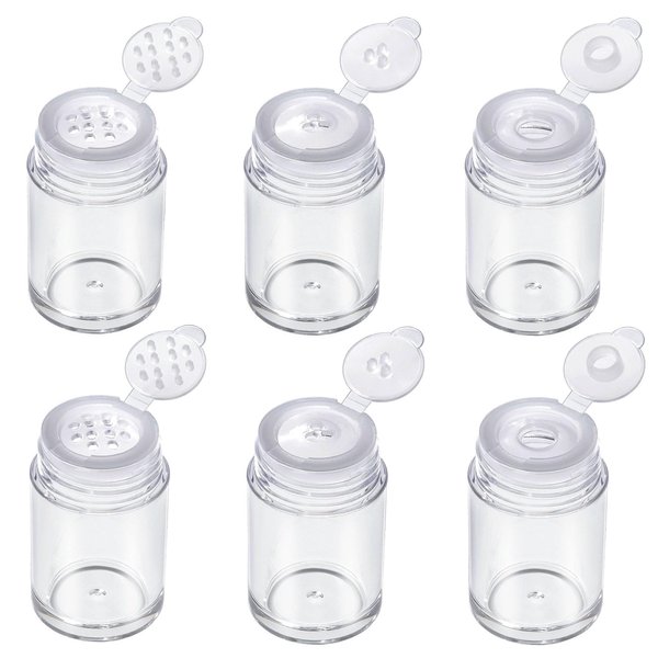 RAYNAG 6 Pieces Mini Empty Loose Powder Bottle Travel Cosmetic Glitter Powder Eye Shadow Powder Box with Sifter and Lids (3 Style)