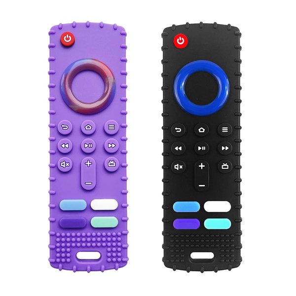 ERSIHUA 2Pcs Silicone Teething Toys, Remote Control Shape Teethers for Babies Remote Teething Toys, Silicone TV Remote Teether BPA Free/Dishwasher/Refrigerator Safe