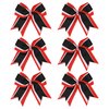 8 Inch 3 Colors 3 Layers 6 Pcs Cheerleader Bows Jumbo Cheerleading Bows Hair Elastic Hair Tie for High School College (Red/White/Black)