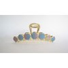 Long gold metal and rainbow glitter circles hair claw clip