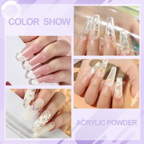 Acrylic Nail Kit for Beginners with Everything Nail Kit Acrylic Set Professional Acrylic Powders and Liquid Monomer Set Acrylic Nail Brush Forms File Easy to Use DIY Home Salon Gifts