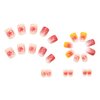 Summer Press on Nails Short Square Fake Nails Pink Gradient Full Cover False Nails with Yellow Lemon Designs Glitter Glossy False Nails with Glue Artificial Acrylic Nails for Women Girls 24 Pcs